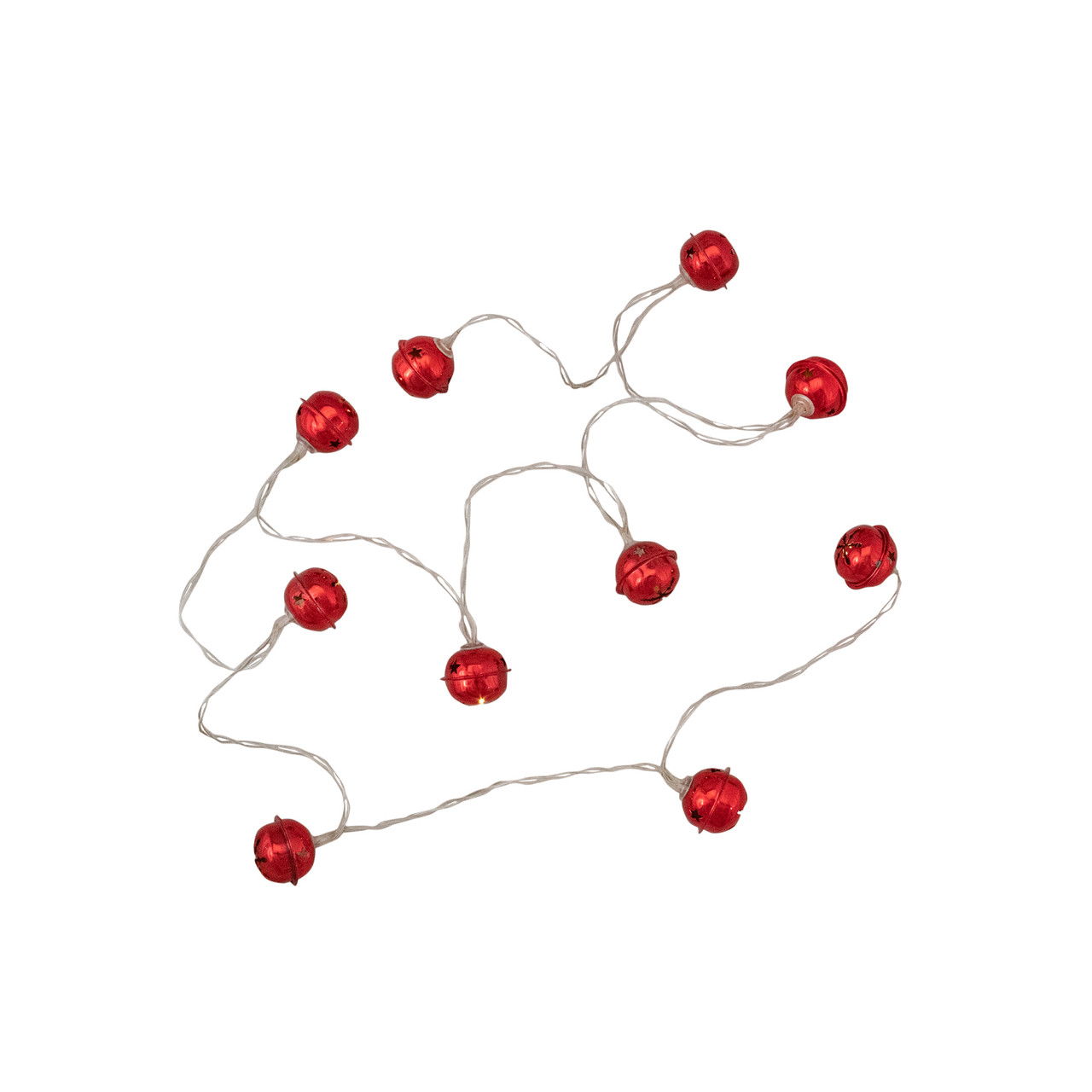 10Count LED Red Christmas Bells Fairy Lights, 5.5ft, Copper Wire